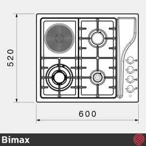 اجاق گاز صفحه ای 4 شعله بیمکث مدل Bimax 0068 | بدنه استیل با المنت برقی