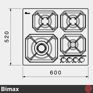 اجاق گاز صفحه ای 4 شعله بیمکث مدل Bimax 5019 | بدنه استیل