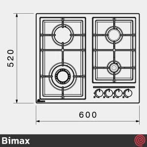 اجاق گاز صفحه ای 4 شعله بیمکث مدل Bimax 5013 | بدنه استیل
