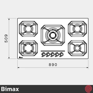 اجاق گاز صفحه ای 5 شعله بیمکث مدل Bimax 2302 | بدنه لعابی