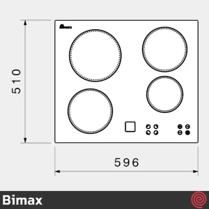 اجاق برقی صفحه ای 4 شعله بیمکث مدل Bimax 0021 | بدنه شیشه ای