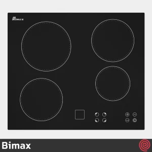 اجاق گاز صفحه ای 4 شعله بیمکث مدل Bimax 0021 | مدل برقی و بدنه شیشه ای