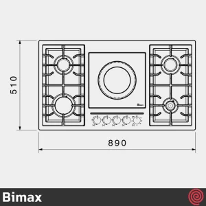 اجاق گاز صفحه ای 5 شعله بیمکث مدل Bimax 0026 | مدل گازی و برقی، بدنه استیل