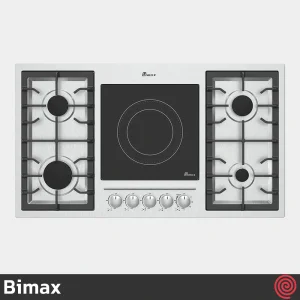 اجاق گاز صفحه ای 5 شعله بیمکث مدل Bimax 0026 | مدل گازی و برقی، بدنه استیل