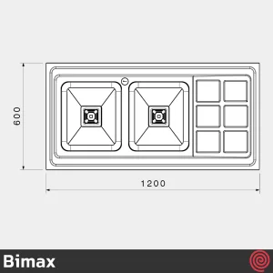 سینک ظرفشویی بیمکث مدل Bimax 914/60 | دو لگنه فانتزی روکار