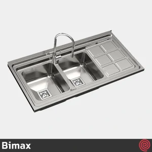 سینک ظرفشویی بیمکث مدل Bimax 914/60 | دو لگنه فانتزی روکار
