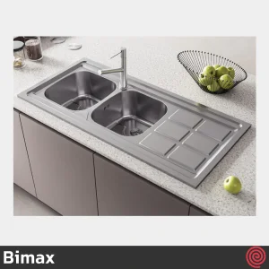سینک ظرفشویی بیمکث مدل Bimax 914/60 | دو لگنه فانتزی روکار