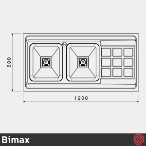 سینک ظرفشویی بیمکث مدل Bimax 919-60 | دو لگنه فانتزی روکار