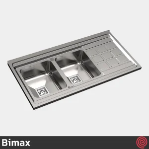 سینک ظرفشویی بیمکث مدل Bimax 919-60 | دو لگنه فانتزی روکار