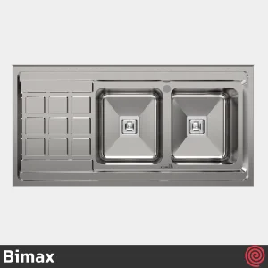 سینک ظرفشویی بیمکث مدل Bimax 919-60 | دو لگنه فانتزی روکار