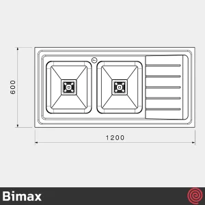 سینک ظرفشویی بیمکث مدل Bimax 925-60 | دو لگنه فانتزی روکار