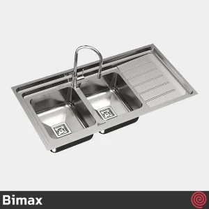 سینک ظرفشویی بیمکث مدل Bimax 925-60 | دو لگنه فانتزی روکار