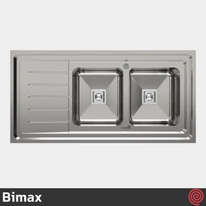 سینک ظرفشویی بیمکث مدل Bimax 925-60 | دو لگنه فانتزی روکار