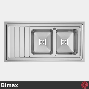 سینک ظرفشویی بیمکث مدل Bimax 4401-60 | دو لگنه فانتزی روکار
