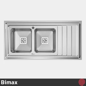 سینک ظرفشویی بیمکث مدل Bimax 4401-60 | دو لگنه فانتزی روکار