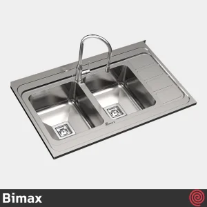 سینک ظرفشویی بیمکث مدل Bimax 939-60 | دو لگنه فانتزی روکار