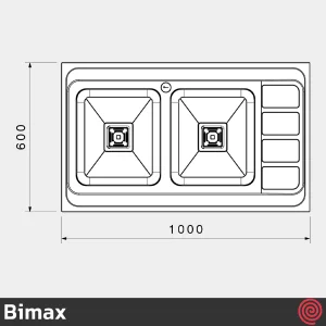 سینک ظرفشویی بیمکث مدل Bimax 939-60 | دو لگنه فانتزی روکار