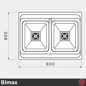 سینک ظرفشویی بیمکث مدل Bimax 935-60 | دو لگنه فانتزی روکار