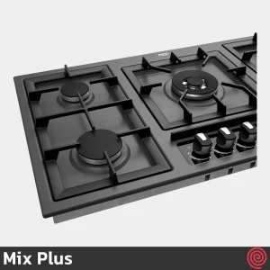 اجاق گاز صفحه ای 5 شعله میکس پلاس مدل Mix Plus E518M | رنگ مشکی، بدنه لعابی