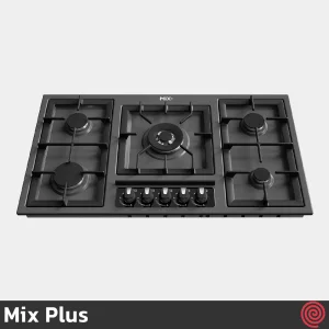 اجاق گاز صفحه ای 5 شعله میکس پلاس مدل Mix Plus E518M | رنگ مشکی، بدنه لعابی
