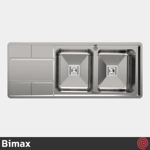 سینک ظرفشویی بیمکث مدل Bimax 924-50 | دو لگنه فانتزی توکار