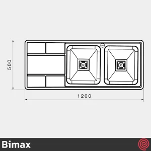 سینک ظرفشویی بیمکث مدل Bimax 924-50 | دو لگنه فانتزی توکار