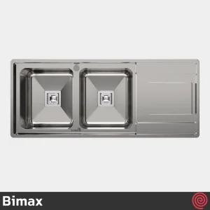 سینک ظرفشویی بیمکث مدل Bimax 923-50 | دو لگنه فانتزی توکار