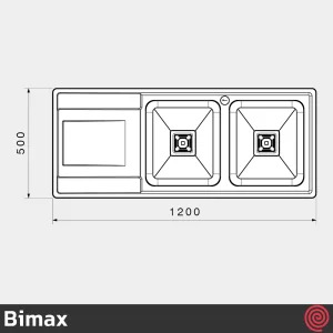 سینک ظرفشویی بیمکث مدل Bimax 923-50 | دو لگنه فانتزی توکار