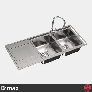 سینک ظرفشویی بیمکث مدل Bimax 923-50 | دو لگنه فانتزی توکار