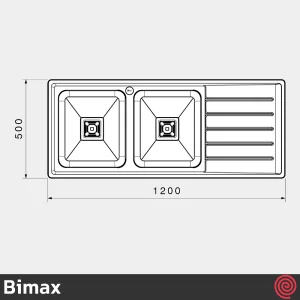 سینک ظرفشویی بیمکث مدل Bimax 921-50 | دو لگنه فانتزی توکار