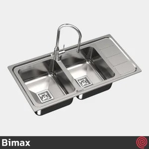 سینک ظرفشویی بیمکث مدل Bimax 938-50 | دو لگنه فانتزی توکار