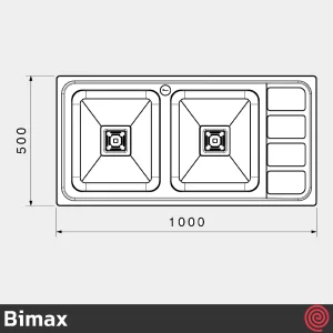 سینک ظرفشویی بیمکث مدل Bimax 938-50 | دو لگنه فانتزی توکار