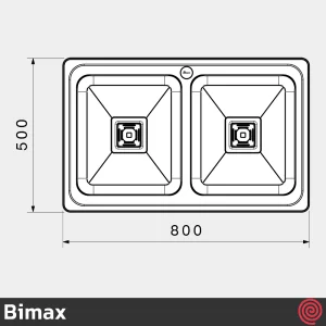سینک ظرفشویی بیمکث مدل Bimax 934-50 | دو لگنه فانتزی توکار