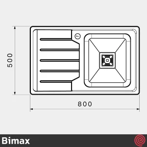 سینک ظرفشویی بیمکث مدل Bimax 932-50 | تک لگنه فانتزی توکار