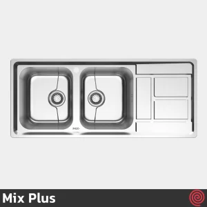 سینک ظرفشویی میکس پلاس مدل Mix Plus S800-50 | دو لگنه فانتزی توکار