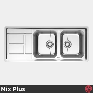 سینک ظرفشویی میکس پلاس مدل Mix Plus S800-50 | دو لگنه فانتزی توکار