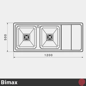 سینک ظرفشویی بیمکث مدل Bimax 842-50 | دو لگنه فانتزی توکار