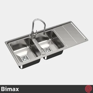 سینک ظرفشویی بیمکث مدل Bimax 842-50 | دو لگنه فانتزی توکار