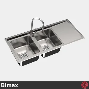 سینک ظرفشویی بیمکث مدل Bimax 843-52 | دو لگنه فانتزی توکار