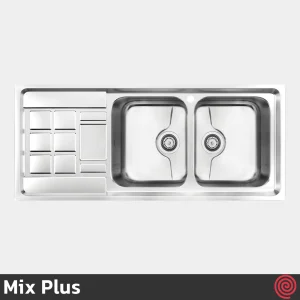 سینک ظرفشویی میکس پلاس مدل Mix Plus 8022-P-50 | دو لگنه فانتزی توکار