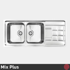 سینک ظرفشویی میکس پلاس مدل Mix Plus 8022-P-50 | دو لگنه فانتزی توکار