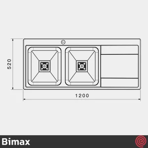 سینک ظرفشویی بیمکث مدل Bimax 845-52 | دو لگنه فانتزی توکار