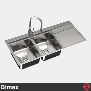 سینک ظرفشویی بیمکث مدل Bimax 845-52 | دو لگنه فانتزی توکار