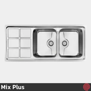 سینک ظرفشویی میکس پلاس مدل Mix Plus 8032-P-50 | دو لگنه فانتزی توکار