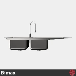 سینک ظرفشویی بیمکث مدل Bimax 4400-52 | دو لگنه فانتزی توکار
