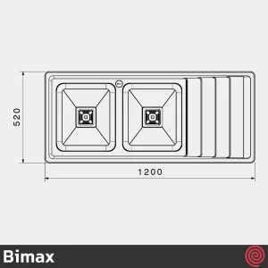 سینک ظرفشویی بیمکث مدل Bimax 4400-52 | دو لگنه فانتزی توکار