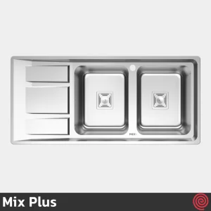 سینک ظرفشویی میکس پلاس مدل Mix Plus 8042-S45-50 | دو لگنه فانتزی توکار