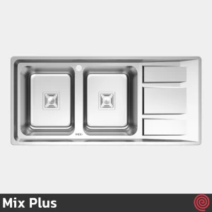 سینک ظرفشویی میکس پلاس مدل Mix Plus 8042-S45-50 | دو لگنه فانتزی توکار