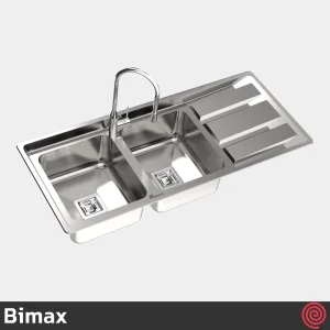 سینک ظرفشویی بیمکث مدل Bimax 4402-52 | دو لگنه فانتزی توکار