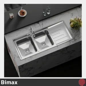 سینک ظرفشویی بیمکث مدل Bimax 4404-52 | دو لگنه فانتزی توکار